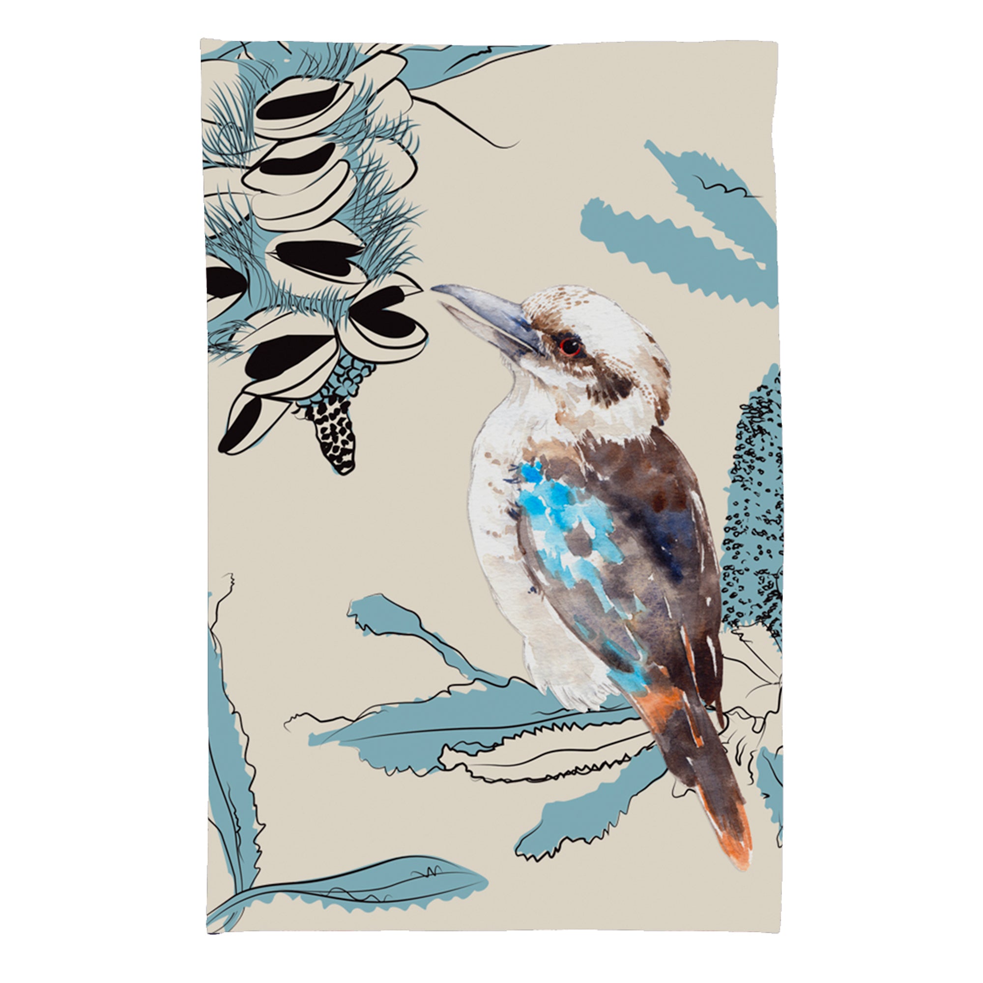 Tea Towel Microfibre - Kookaburra Illustration
