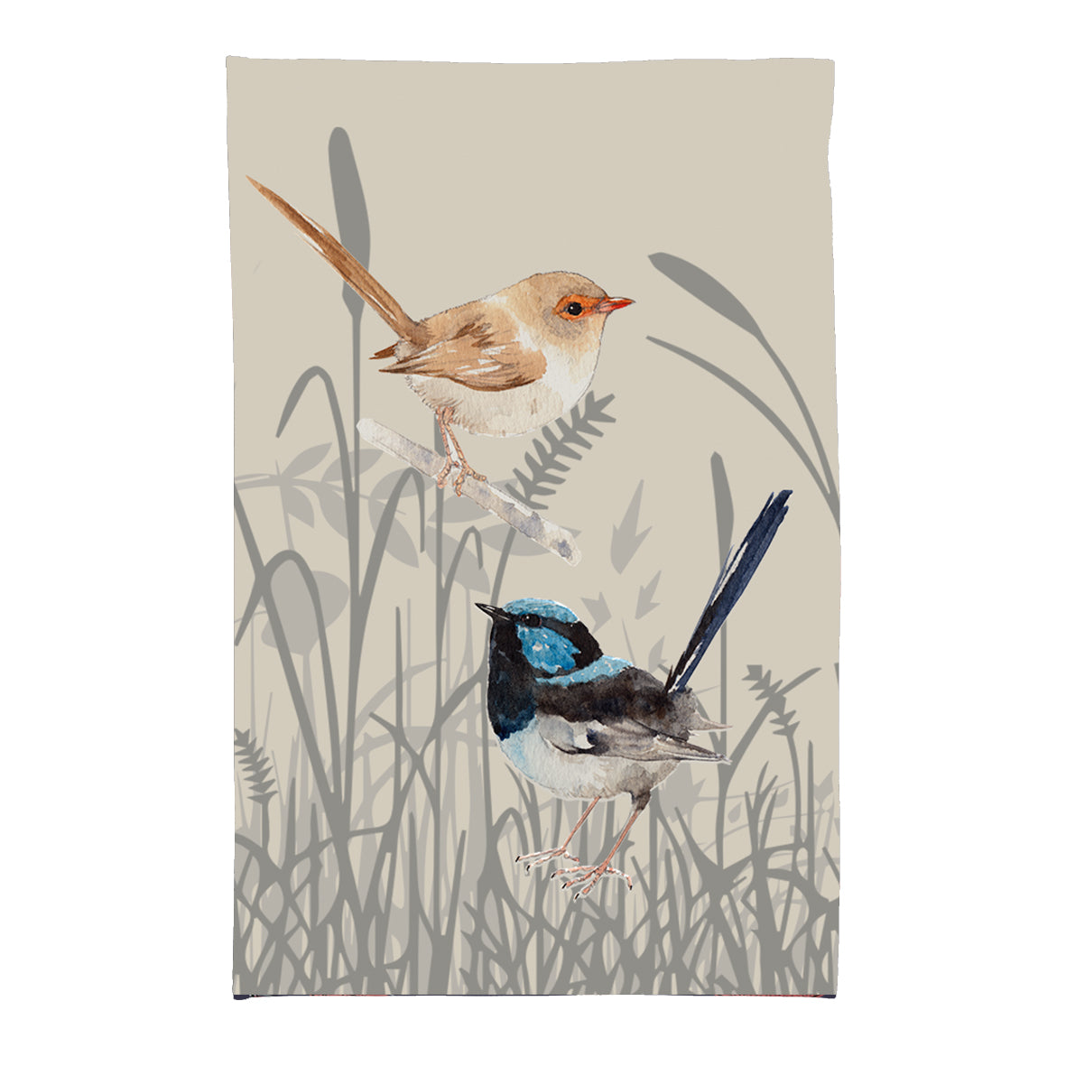 Grasslands Blue Wren - Microfibre Tea Towel