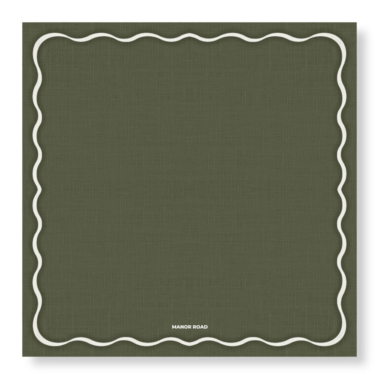 Manor Road Linen Scallop Olive & White Cheese Board Presentation Cards - 8pk