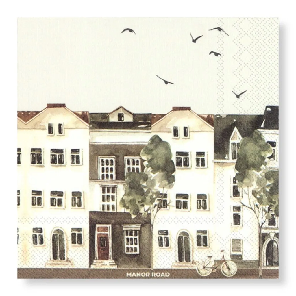 decorative city life napkins - dinner / luncheon / cocktail table napkins for dining and entertaining