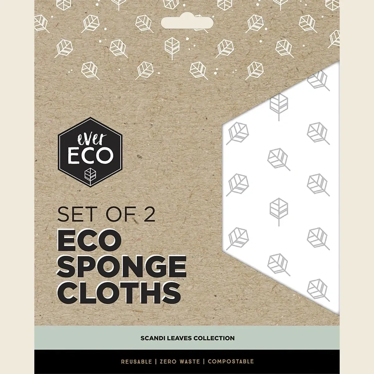 ever eco eco sponge cloths scandi leaves collection 2pk home and kitchen product