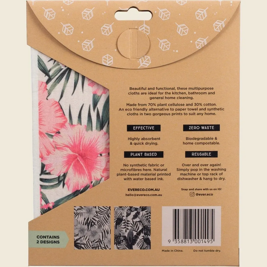 ever eco eco sponge cloths hawaiian hibiscus collection - 2pk home and kitchen product