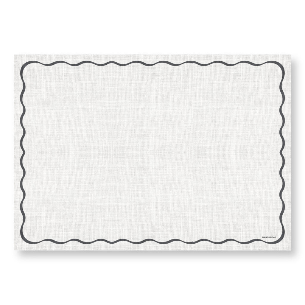 Linen White & Black Scallop Greaseproof Paper – A3 Size