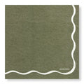 Linen Olive and White Scallop Napkins - Dinner / Luncheon / Cocktail