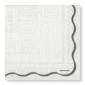 Linen White and Black Scallop Napkins - Dinner / Luncheon / Cocktail