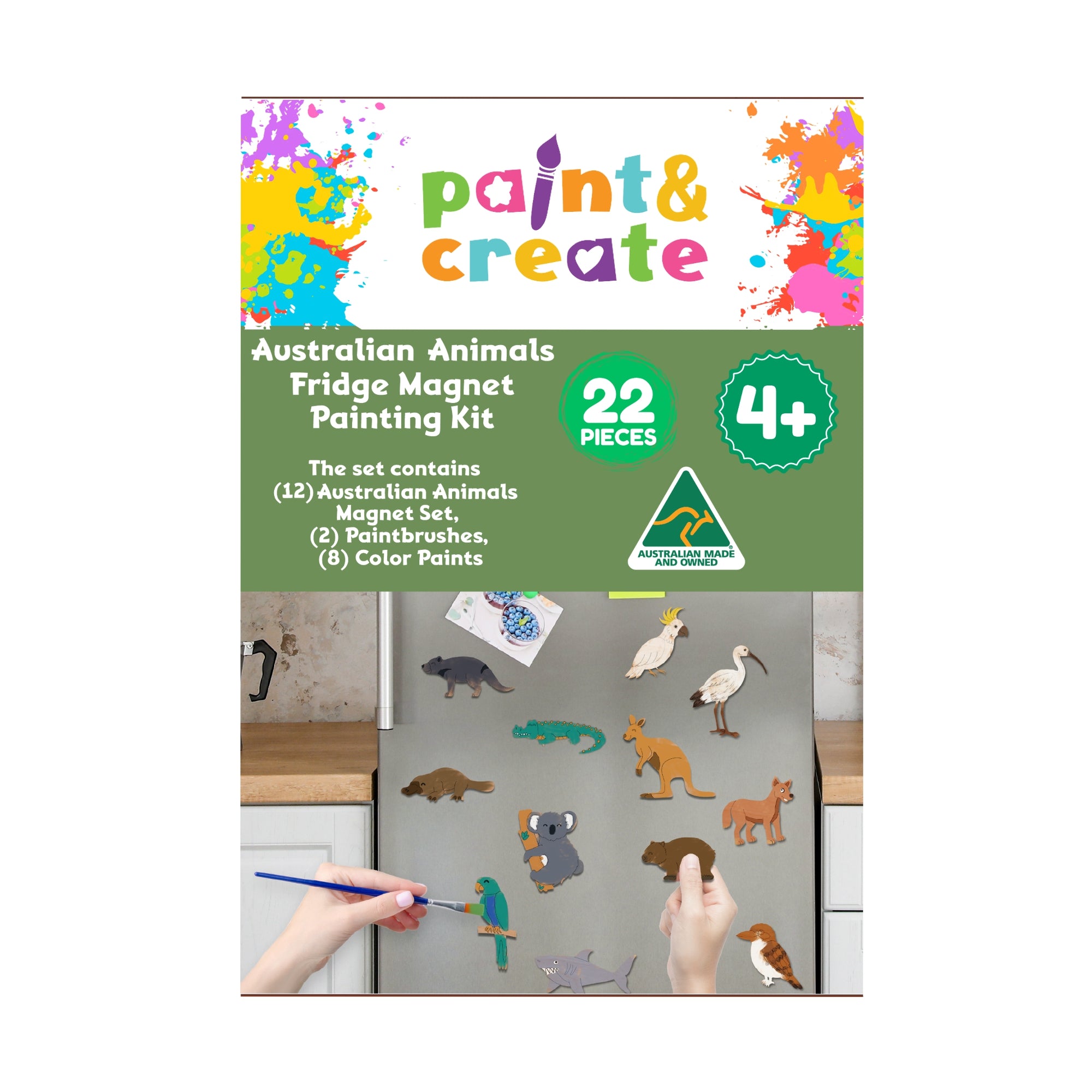 Paint & Create Fridge Magnet Painting Kit - Australian Animals
