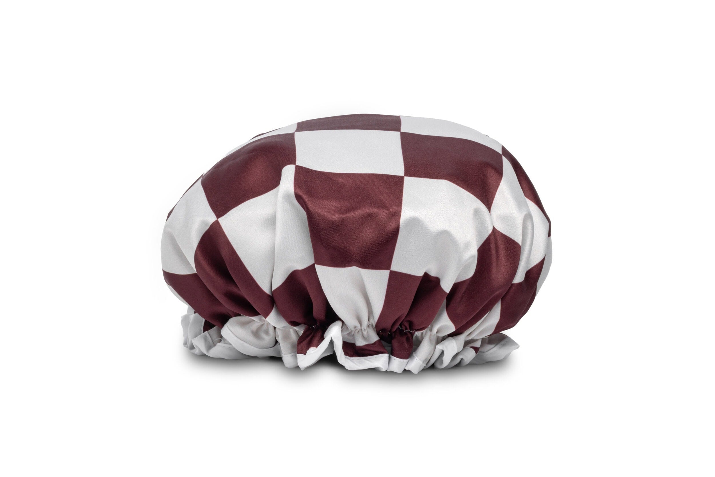 Manor Road Shower Cap - Bordeaux Checker