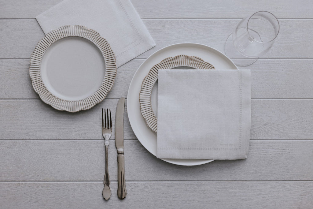 Linen Hemstitch Natural Napkins - Dinner