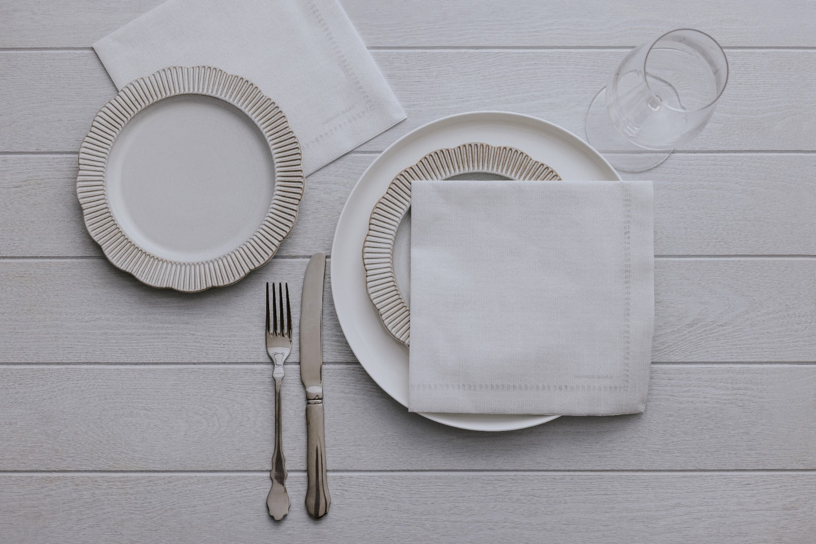 Linen Hemstitch Natural Napkins - Dinner