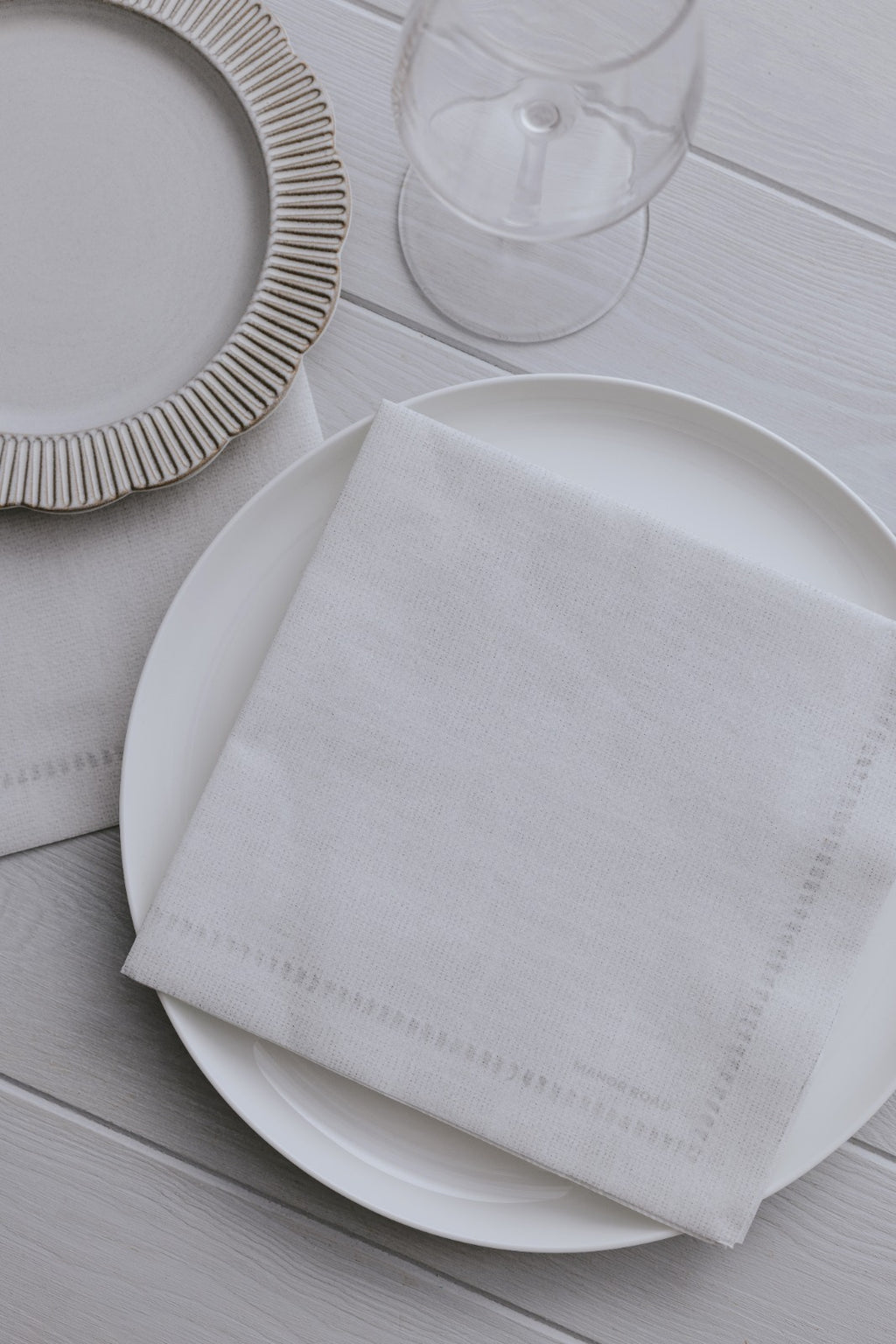 Linen Hemstitch Natural Napkins - Dinner