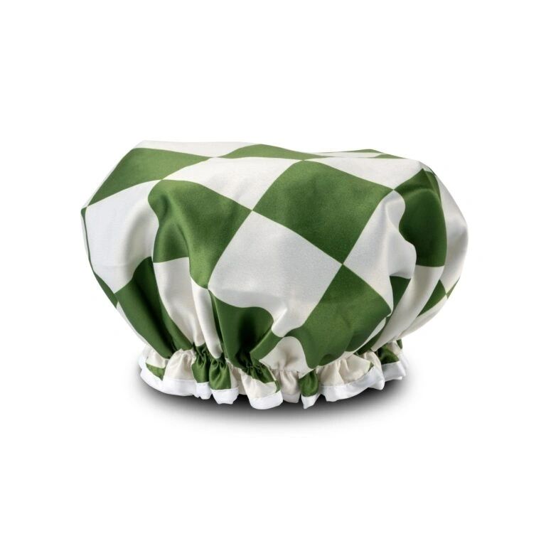 shower cap - olive checker home and kitchen product
