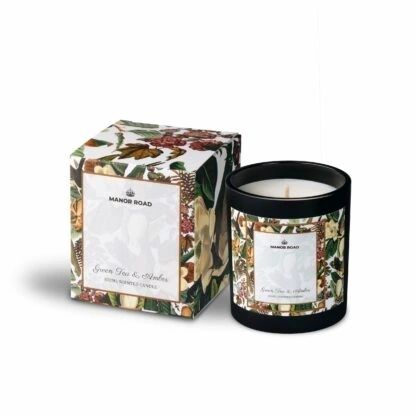 manor road green tea & amber candle - 300ml home and kitchen product