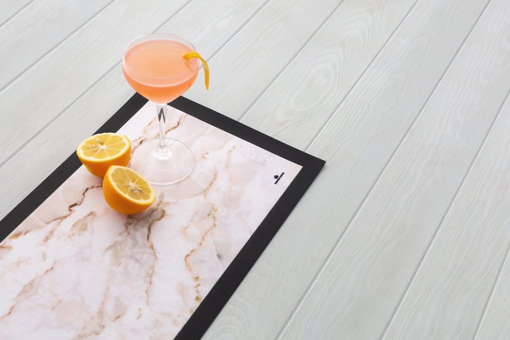 Small Bar Runner Mat - Beige Marble
