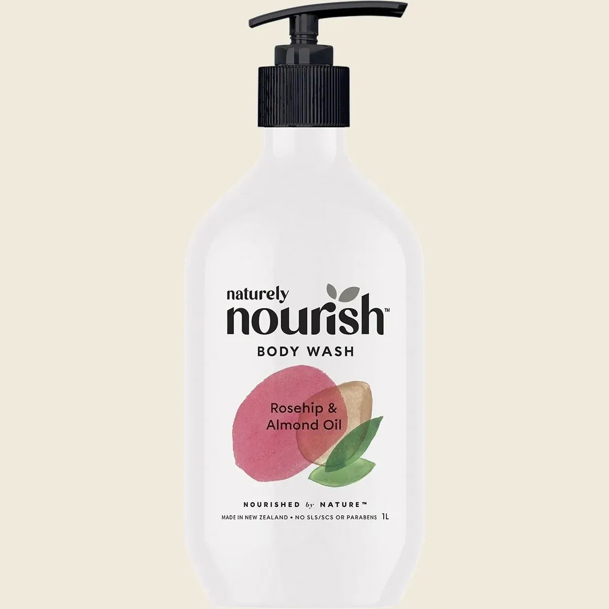 naturely nourish body wash rosehip & almond oil 1l home and kitchen product