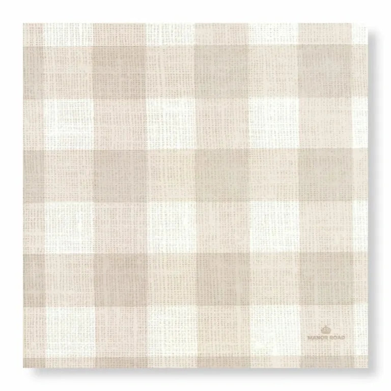 decorative linen gingham natural napkins - dinner / luncheon / cocktail table napkins for dining and entertaining