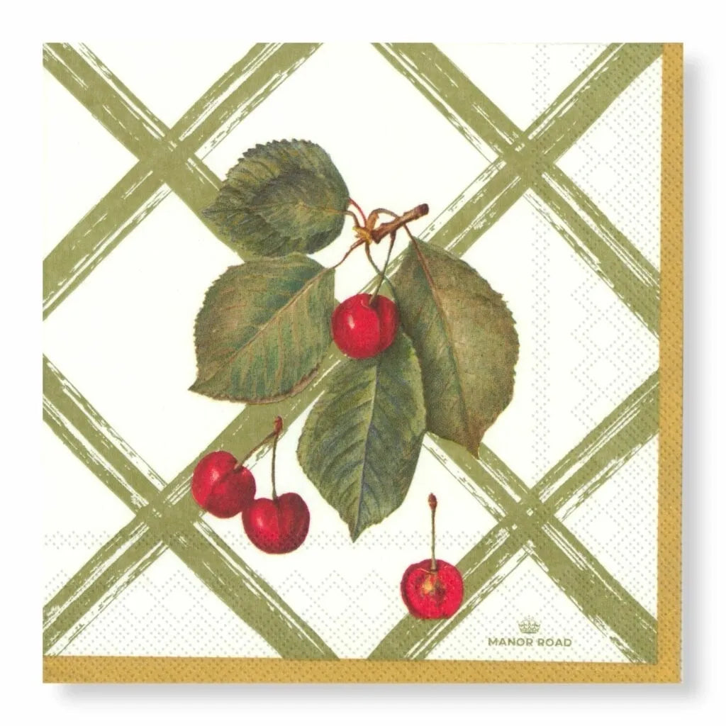 decorative cherry canvas napkins – dinner / luncheon / cocktail table napkins for dining and entertaining