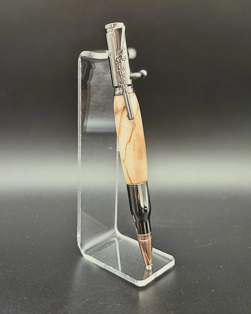 revolver click pen - olive wood handcrafted wooden writing pen