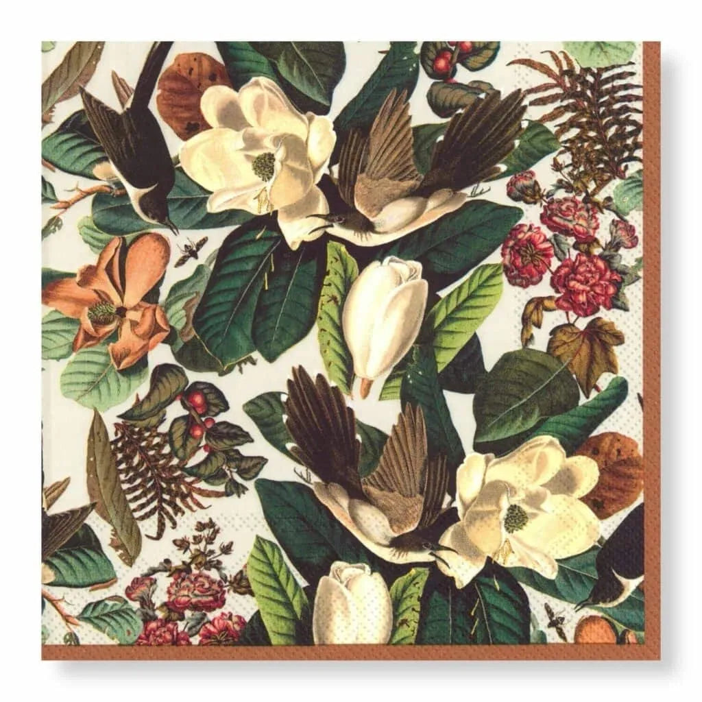 decorative magnolia blooms napkins – dinner / luncheon / cocktail table napkins for dining and entertaining