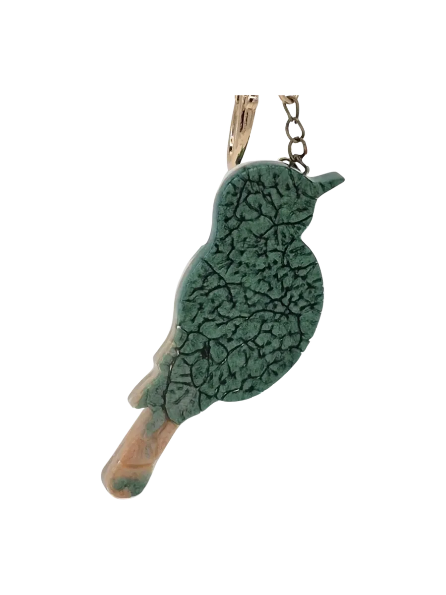 keyring - resin bird green & peach home and kitchen product