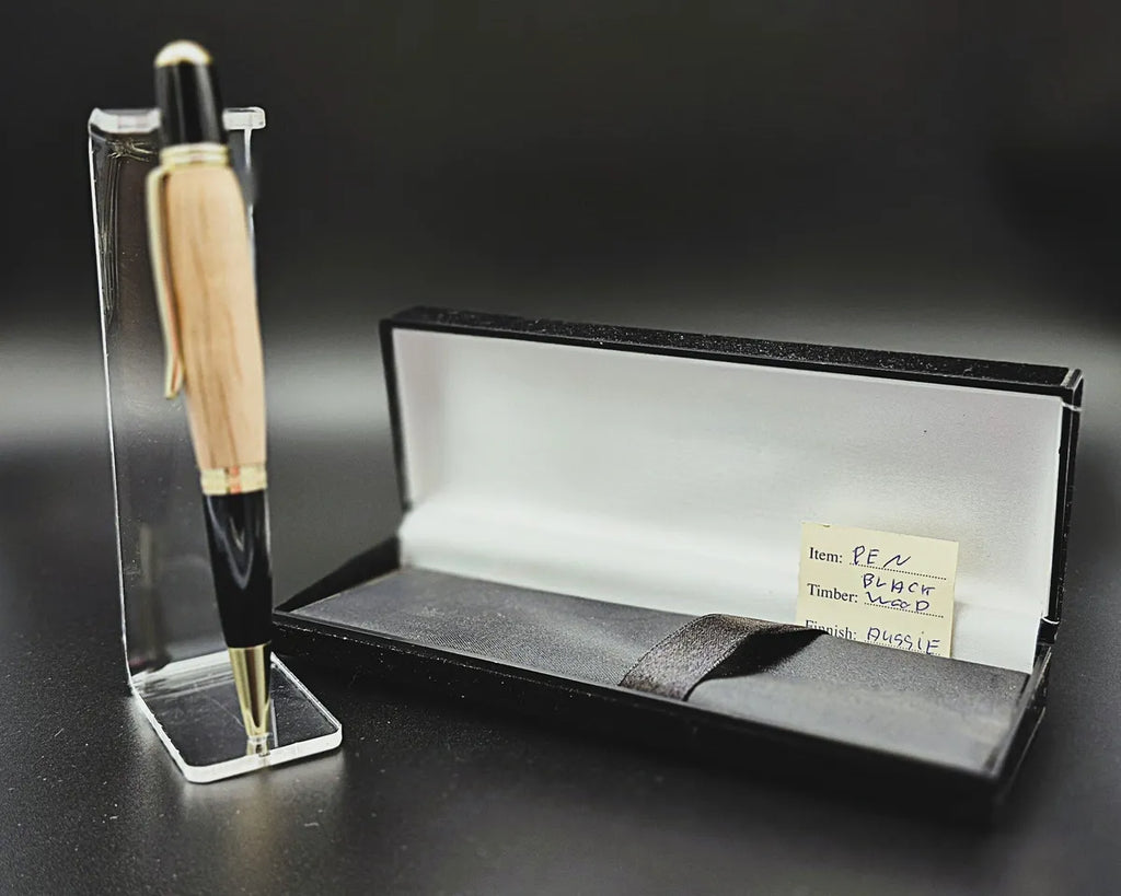 sierra twist pen - black wood handcrafted wooden writing product with case